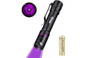 Alonefire P65 3W Mini Torcia UV 365nm Professionale Portatile Ultravioletti Luce Molto Piccolo Nera Rileva Urina per Fluoresceina, Minerali, Rilevamento del Denaro, Scorpioni con Batteria AAA
