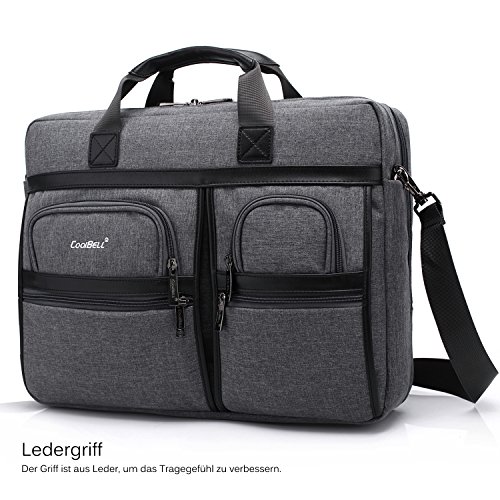 Laptop Aktentasche, CoolBell 17,3 Zoll schützend Messenger Bag Nylon Schultertasche Multifunktional Henkeltasche Laptop / Ultrabook / Tablet / Macbook / Dell / HP / Männer / Frauen / Geschäft (Grau) - 3