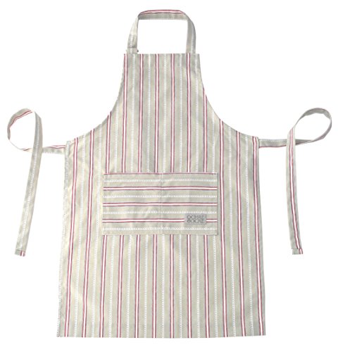 Ochre and Ocre Organic Cotton Adult Kitchen Apron Malvern Stripe Grey Red