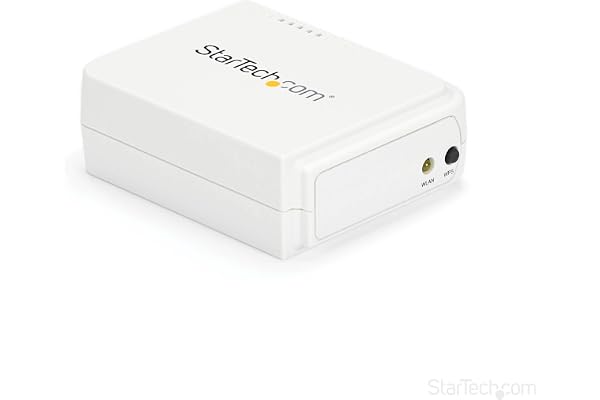 StarTech.com Serveur d'impression USB 2.0 sans fil N avec port Ethernet 10/100 Mb/s - 802.11 b/g/n et 150 Mb/s - Blanc (PM1115UWEU)