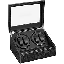 LINGFANSTORE Automatische horlogeopwinder-box, enkele horlogeopwinder met extreem stille Mabuchi-motor, opslag en opladen van automatische horloges, biedt 2 bedrijfsmodi, Bruin-147f