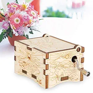 Wooden Music Box, 2.2 x 0.7In Musical Box Gifts, Wood Carving Crafts for Kids Birthday/Christmas/Holiday