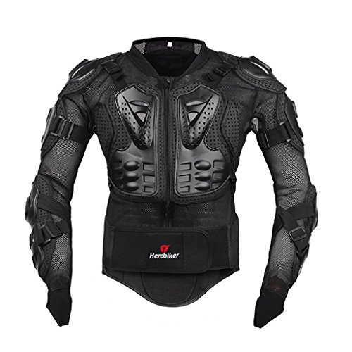 Fastar Chaqueta de Moto,Chaqueta Protectora - Profesional de Motocicleta Protección del Cuerpo Motocross Racing Armadura de Cuerpo Entero Spine Chest (Negro, M)
