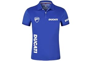 GHDUI T-Shirt da Uomo Estiva da Polo per Polo da Ciclismo con Stampa Ducati T-Shirt da Polo da Golf da Moto Manica Corta da Moto-Blue||L