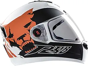Steelbird SBA-1 Beast Matt White with Orange with Plain Visor,600mm