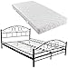 Produktbild vidaXL Metallbett Doppelbett mit Lattenrost schwarz 140x200 cm + Matratze