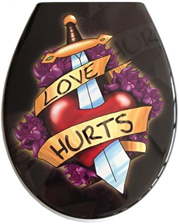 ADOB 59884 Love Hurts Duroplast Toilet seat with Soft-Close Mechanism, Removable for Cleaning, passend auf alle Standard WC Keramiken