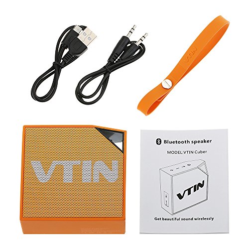 [IP67 Waterproof Speaker] Vtin Cuber Bluetooth 4.0 Speaker, 5W Audio Driver, 8 Hour Playing Time, Built in Waterproof Mic For Shower/Home/Outoor For iphone 7 / 7 plus, Smartphones, Tablets, Laptops, PC and All Bluetooth Devices - Orange