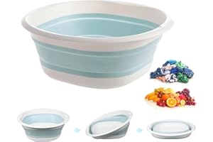 HUIYOUJIU 3L Collapsible Washing Up Bowl - Portable Hand Wash Basin, Folding Washing Up Basin, Retractable Food Storage Basin, Multipurpose Outdoor Water Basin for Kitchen, Travel, Camping, Hiking (Blue, S)