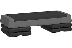 SPORTNOW Step de Aeróbic, Step para Fitness Antideslizante, Altura Regulable 3 Niveles de 10,5/15,5/20,5 cm, Carga 250 kg, para Ejercicio en Casa, Gimnasio, 77x36x20,5 cm