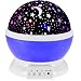 Produktbild dekawei Moon Star Night Beleuchtung Projektion Lampe, Kinderzimmer Baby Schlafzimmer Nacht Lampe, 4 LED Perlen drehbar Romantische Starlight Projektor für Kinder Baby Schlafsack USB Ladekabel