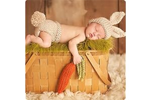 HZTYYIER Neonato Fotografia Puntelli, 10,4 * 9,4 * 0,4 pollici Uncinetto lavorato a maglia coniglio carota cappelli pantaloni foto costume Prop Outfit per 0-6 mesi neonato ragazze e ragazzi
