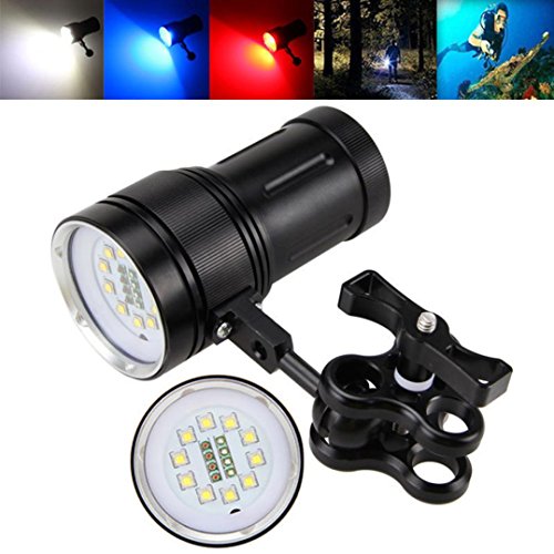 Koly 10x XM-L2 + 4x R + 4x B 12000LM LED Fotografía Video Scuba Diving Linterna Antorcha