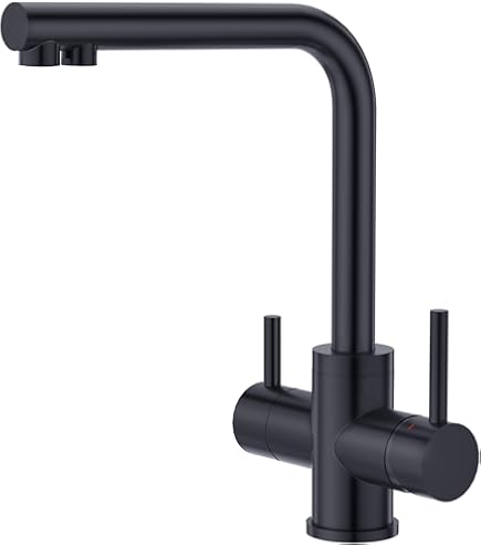 Ibergrif M22109B, Drinkwater Keukenkraan, 3 Weg Keukenkraan, 3 Wegs Waterkraan 360° Draaibaar Mengkraan met 2 Handgrepen, Messing, Zwart Ibergrif M22109B, Drinkwater Keukenkraan, 3 Weg Keukenkraan, 3 Wegs Waterkraan 360° Draaibaar Mengkraan met 2 Handgrepen, Messing, Zwart