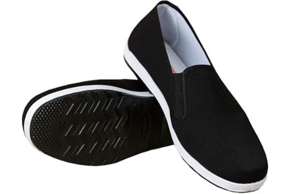 Pantoufles de Style Chinois Kung Fu Arts Martiaux Chaussures de Tai Chi Semelle en Caoutchouc Unisexe Noir