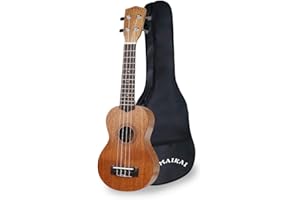 POMAIKAI Ukulele Soprano Set con Borsa, Uke Hawaii, Ukulele da 21 Pollici per Principianti, Adulti e Bambini (colore legno 21 pollici)