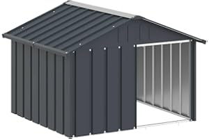 vidaXL Casa para Perro Cachorros Caseta Perrera Acero Galvanizado Antracita