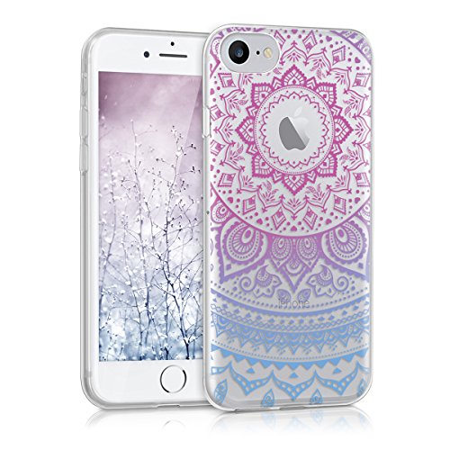 kwmobile Apple iPhone 7/8 Hülle - Handyhülle für Apple iPhone 7/8 - Handy Case in Indische Sonne Design Blau Pink Transparent