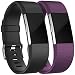 Produktbild HUMENN Für Fitbit Charge 2 Armband, Charge 2 Armband Weiches Silikon Sports Ersetzerband Fitness Verstellbares Uhrenarmband für Fitbit Charge2 Small Schwarz/Pflaume