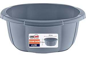 BEST HOUSE ANOTHER FINE PRODUCT Best House | Round Basin | Kitchen Washing Up Bowl | 4 Litres | Grey | 1 Pc | Multipurpose Bath Tub/Washing Tub for Kitchen, Bathroom, and Household Use (Pack of 1)