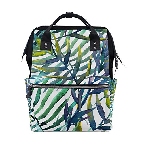 Preisvergleich Produktbild BENNIGIRY Multifunktions-Windeltasche, Wasserfarben, tropisches Blumenmuster, Wickeltasche, Rucksack, Reisetasche