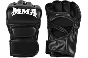 Ieron MMA Gloves, Half-Finger Boxing Fight Gloves, Kickboxing Sparring Mitts, UFC Gloves for Women and Men (Black)