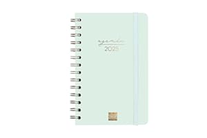 Finocam - Agenda Espiral Alma 2025 Semana Vista Horizontal Enero 2025 - Diciembre 2025 (12 meses) Menta Español