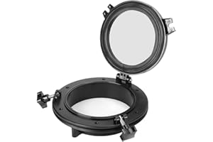 1 x oblò-KIMISS Oblò in vetro temperato per finestra per barche, oblò apribile nero 8 pollici Facile installazione rotonda di forma rotonda universale per yacht barca