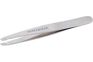 TWEEZERMAN Pincett (snedställda spetsar, ögonbrynspincett, professionell kvalitet, rostfritt stål)