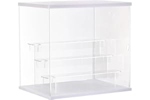 Nynelly 4 niveles escaparate para colección vitrina acrílico caja de almacenamiento organizador cubo, escaparate a prueba de polvo para Funko Pop Figuras Juguetes coleccionables, blanco,12.6 "L x 9.4