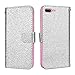 Produktbild SMART LEGEND iPhone 7 Plus Hülle, iPhone 8 Plus Hülle, Handyhülle Glitzer Bling Luxus Schutzhülle PU Leder Wallet Flip Case Bumper Lederhülle Ledercase Klapphülle Ultra Slim Dünn mit Kartenfach Standfunktion Klappbar Magnetisch Silikon Backcover Etui für Apple iPhone 7 Plus/ 8 Plus - Silber