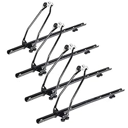 WOLTU® Lot de 4 Porte-vélo pour Barres de Toit Porte-vélo de Toit Porte-Bagages de Toit verrouillable,FZU1118-4 Noir
