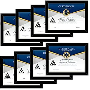 AG CRAFTS Photo Frame A4 Size For Wall Picture Frame For Home and Office Decoration (8 Set Photo Frame) (Black)