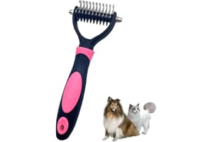 SINZAU Dematting Comb for Dog & Cat, Cat Brush Dog Brush, Pet Deshedding Tool to Remove Loose and Knotted Hair, Brushes Shedding Hair, Dog Grooming Brush, Cat Grooming Brush, Pink