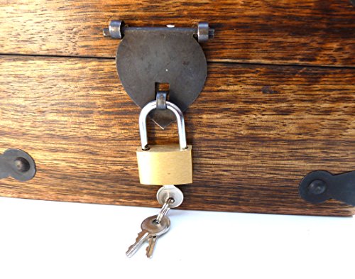 24GS Truhe Holztruhe Schatzkiste mit Schloss Schatztruhe Geschenk Geschenkbox Geburtstagsgeschenk verschließbar abschließbar mit Deckel - 2