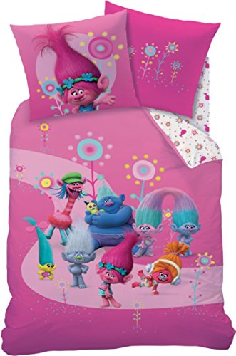 Trolls Mates Bettwäsche Poppy und Freunde mit Wendemotiv 2 tlg. 80x80 + 135x200 cm 100% Baumwolle