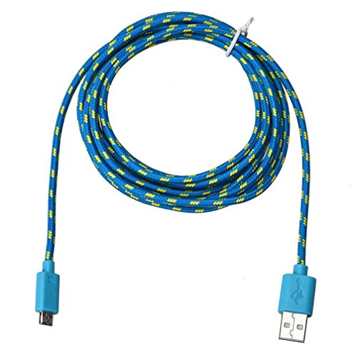 USB-Kabel, Huihong 2M Hanf Seil Mikro USB LadegeräT Sync Daten Kabel Kabel FüR Handy (Blau)