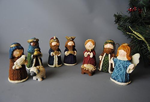 Four Seasons- Traditional Christmas Festive Childrens Nativity Scene Set - Knit style Resin