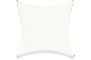 SUNNY GUARD Toldo Vela de Sombra Cuadrado 2.5X2.5m HDPE Transpirable protección UV para Patio,Jardín, Exteriores, Terraza, Color Crema