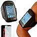 Produktbild Sportarmband + Folie für Samsung Galaxy S5 / S5 Neo | Universelles Fitnessarmband passend für Displays bis zu 5,5 Zoll (L) | Handyarmband Laufen | Sportband schwarz | Armband | Oberarmtasche Joggen