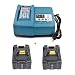 Produktbild Ersatz 2X 18V 4.0Ah Akku mit Ladegerät für Makita Heckenschere DUH523Z DUH651Z DUH523RF DUH551Z BUH523Z Rasentrimmer DUR181Z DUR182LZ DUR 181 DUR364LZ Staubsauger DCL182Z DCL180Z mit Ladeanzeige
