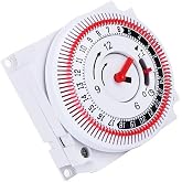VOANZO 24 Hours Cycle Timer Socket 220V/16A Immersion Heater Mechanical In-Wall Timer Switch for Lights/Household Heaters/Poo