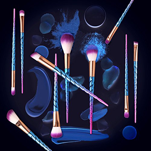 Bunte Pinselset mit 12 Stk und Professional Make up schminkpinsel mit leder Schutzhülle (mehrfarbig) - 3