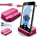 Produktbild iTALKonline LG Optimus Chat C550 Rosa Micro USB Sync & Charge / Lade Desktop Dock Standplatz Ladegerät mit 1,2 Meter hohe Qualität FLAT USB zum Mikro-USB Sync und Ladekabel