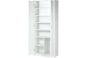 ‎HOME COLLECTIVE Home Collective Kleiderschrank Mehrzweckschrank Regal weiß 74cm breit 180cm hoch mit Vier Einlegeböden Aktenschrank Haushaltsschrank Schrank Organizer aus Holz für Schlafzimmer Flur Keller Büro