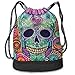 Produktbild DFBRV Lightweight Waterproof Large Storage Drawstring Bag for Men & Women - Multi Color Flower Sugar Skull Cinch Backpack Sackpack Tote Sack