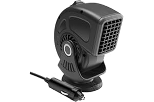 Foreverup 12V 150W Calentador de Coche, Desempañador de Parabrisas Giratorio, 2 En 1 Calefactor para Coche, Calentamiento Rápido para Descongelar Heat de Coche en Invierno, Rotación 360°, Negro