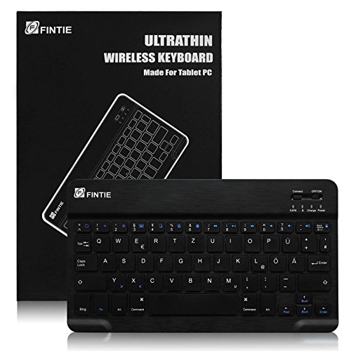 Fintie Ultradünn (4mm) drahtlos Bluetooth Tastatur Deutsche Keyboard für iOS (Apple iPad und iPhone,Neue iPad 9.7 Zoll 2017, iPad Pro 10,5 Zoll, iPad Pro 9.7, iPad Air 2, iPad Air, iPad Mini 1 / 2 / 3, iPad 2 / 3 / 4) Funktionstasten für iOS, 9-Zoll (Schwarz) - 6