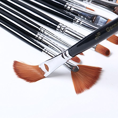 Doutop Pinselset Künstler Malen Pinsel Set Aquarell Acryl Flachpinsel Ölmalpinsel für Malerei Ölmalerei Ölfarben Bürste 12stk - 4