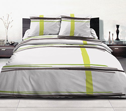 Home Passion 60341 Pack 3 2teilig Baumwolle Brian anisgrün 220 x 240 cm